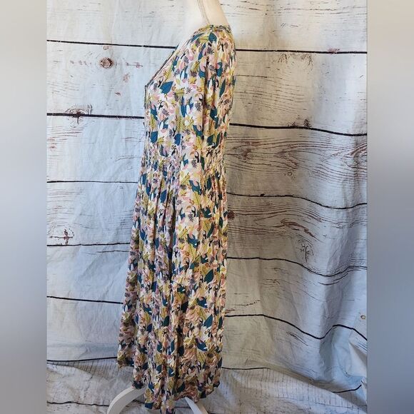 Boden Susannah Smocked Toucan Print Dress Size 14L - Picture 5 of 9